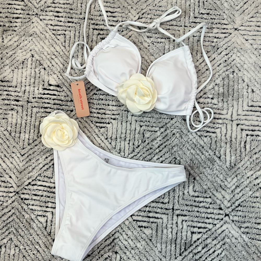 Nica White Bikini with Floral Detail